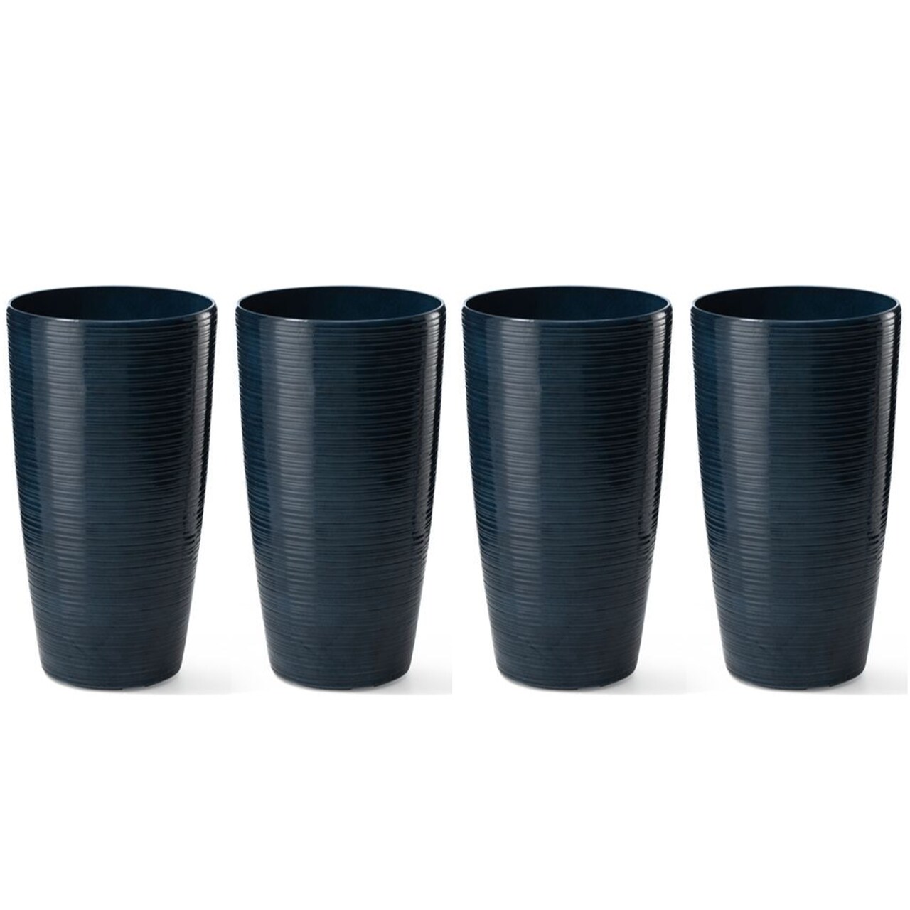 22.5"H Oversized Set of 4 Turquoise Eco-Friendly Resin and Stone Faux Ceramic Textured Tall Planter